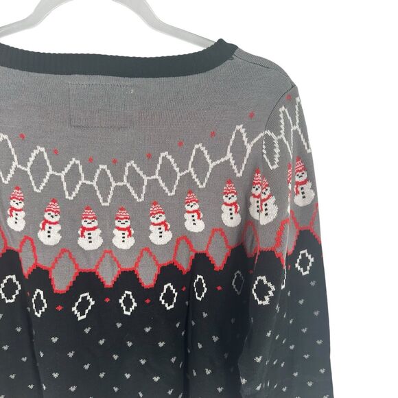 Tipsy Elves Sweater Womens Large Black Ugly Christmas Snowman Nordic Classic - Picture 14 of 16